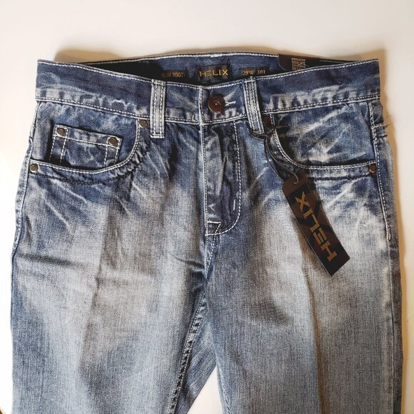 NWT Helix Slim Boot Jeans - Lt Silver Haze Wash (29x30) - Distressed Detail - Picture 12 of 13